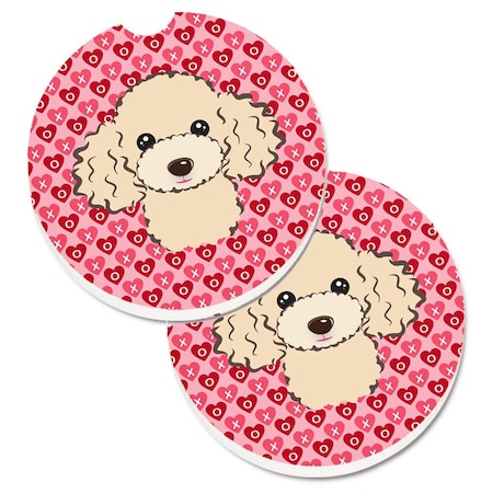 Carolines Treasures Buff Poodle Hearts Cup Holder Car Coasters - Set of 2 BB5328CARC